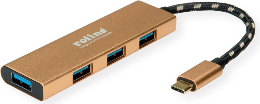 ROLINE GOLD USB 3.2 Gen 1 Hub, 4fach, Typ C Anschlusskabel (14.02.5049)