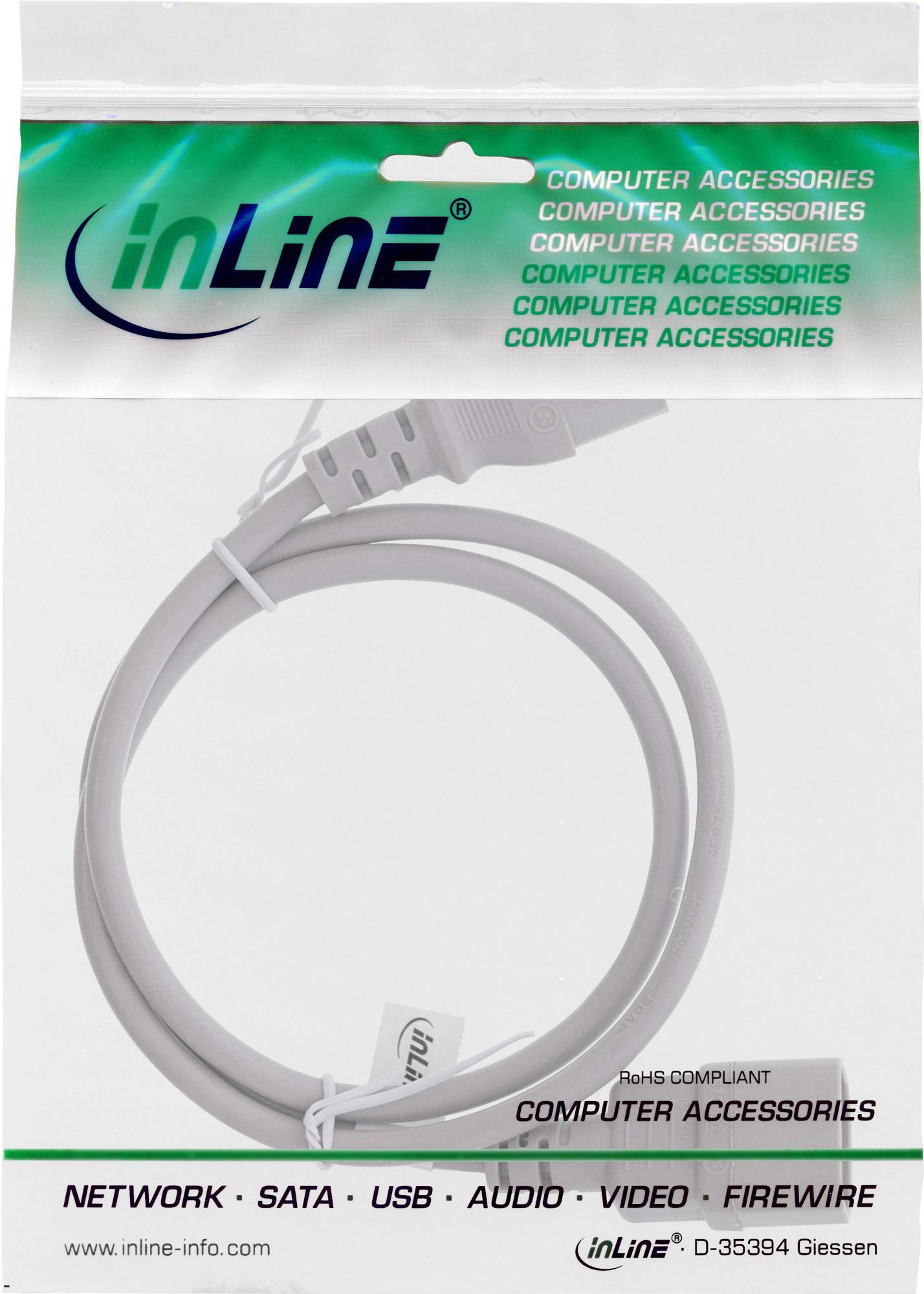 INTOS ELECTRONIC INLINE - Spannungsversorgungs-Verlängerungskabel - IEC 60320 C13 zu IEC 60320 C14 -