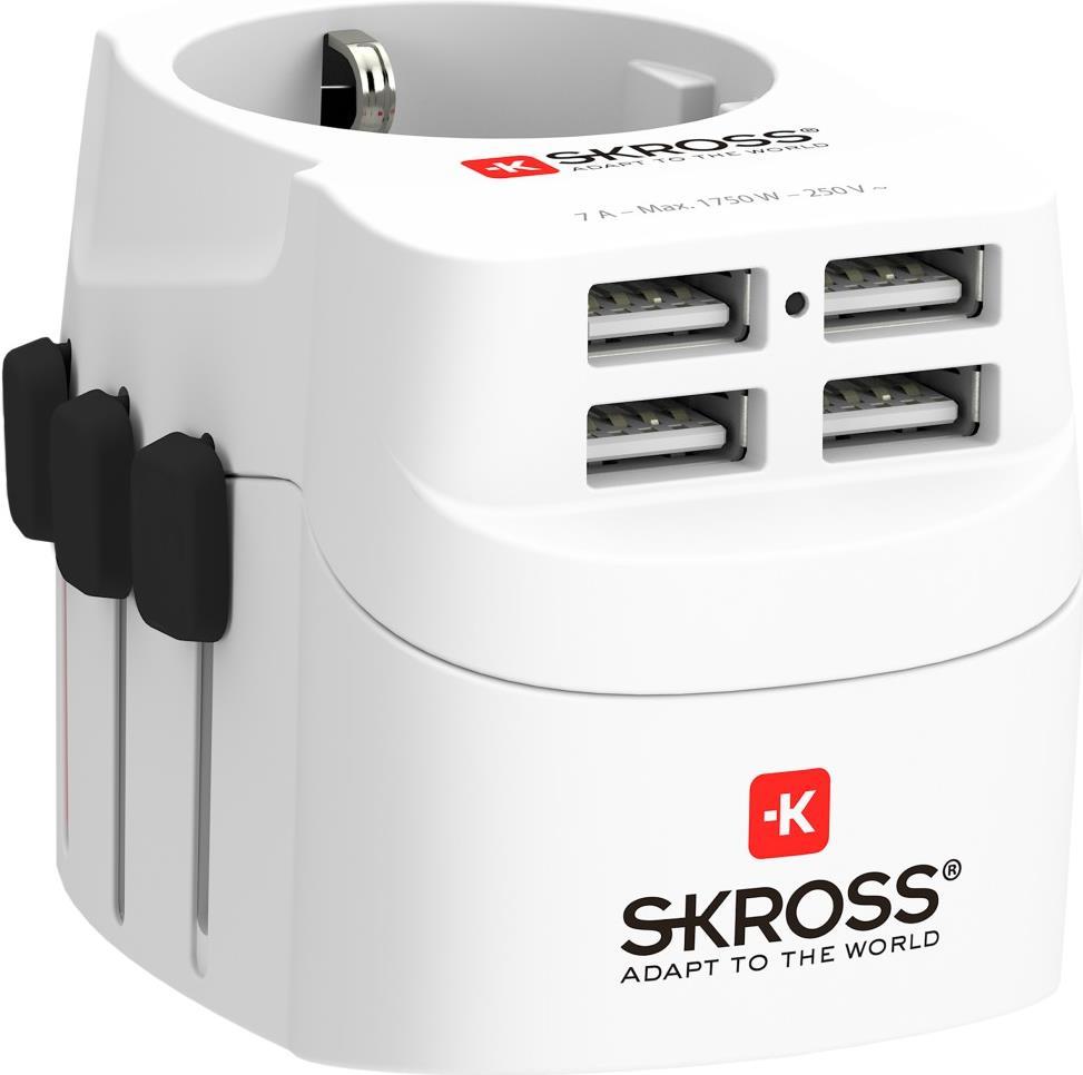 SKROSS Reisestecker PRO Light USB 4 Port (Type A), Weiß (00192224)