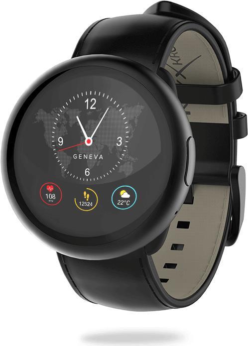 MyKronoz ZeRound2 HR Premium 1.22" TFT Schwarz Smartwatch (7640158012680)