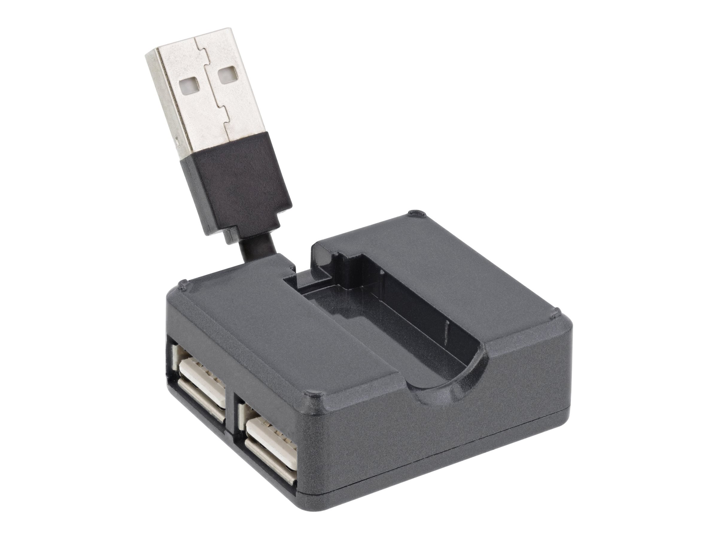 InLine USB 2.0 4-Port Hub USB-A auf 4x USB-A Buchse 4 cm Kabel Schwarz