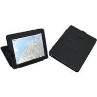 ALASSIO Druckknopfverschluss Tablet PC Fach mit Aufsteller weisse Naehte schwarz Lederimitat ca. 25 x 20 x 2,5 cm (41100)