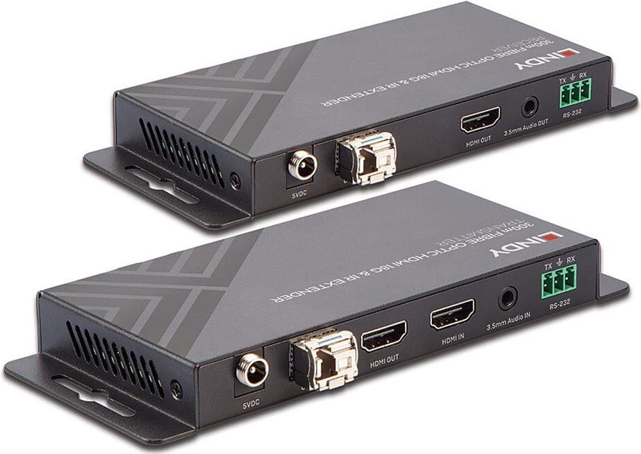 Lindy LINDY Fibre Optic HDMI 2.0 18G & IR Extender 4K@60Hz Schwarz
