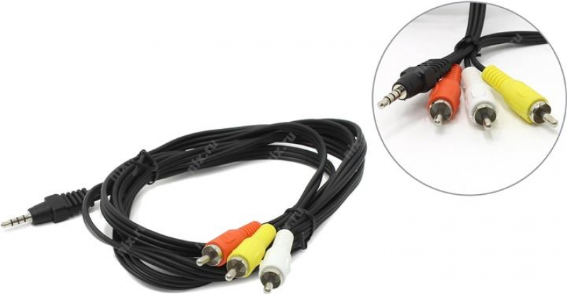 Gembird CCA-4P2R-2M Audio-Kabel 3.5mm 3 x RCA Schwarz (CCA-4P2R-2M)