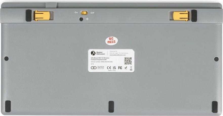 Bakker Elkhuizen UltraBoard 950 V2 Compact Kabellose Tastatur QWERTZ USB-C Bluetooth Hellgrau, Dunkelgrau