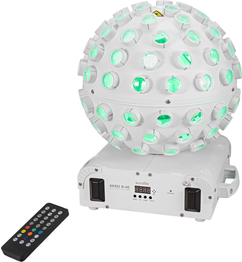 EUROLITE AKKU B-40 Laser Strahleneffekt AIR weiß, 5x 8W RGBW LED, RG-Laser, Akku bis 11 h