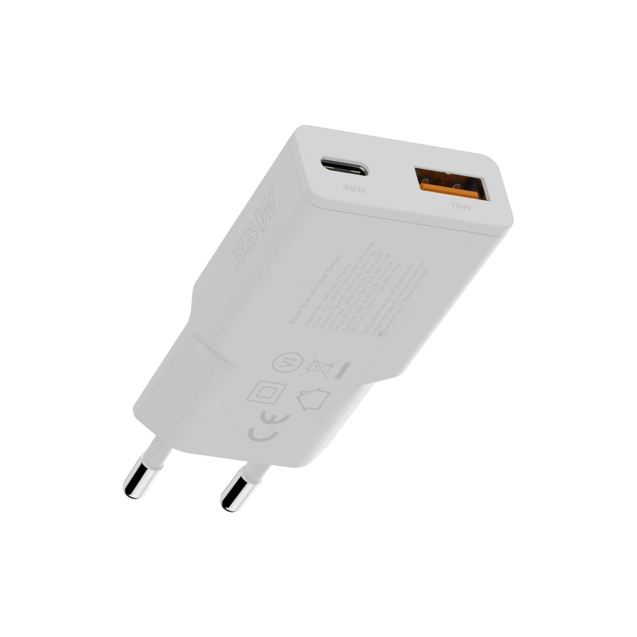 Xtorm Go2 Series SlimLine Wand-Ladegerät 33W 1x USB-C 1x USB-A Weiß