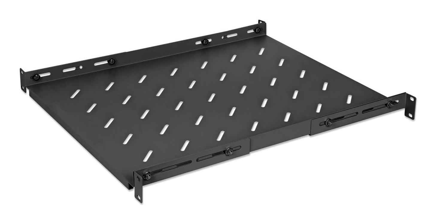 Intellinet 19" Rack-Fachboden 1U feste Montage verstellbare Schienen 550–750 mm Schwarz