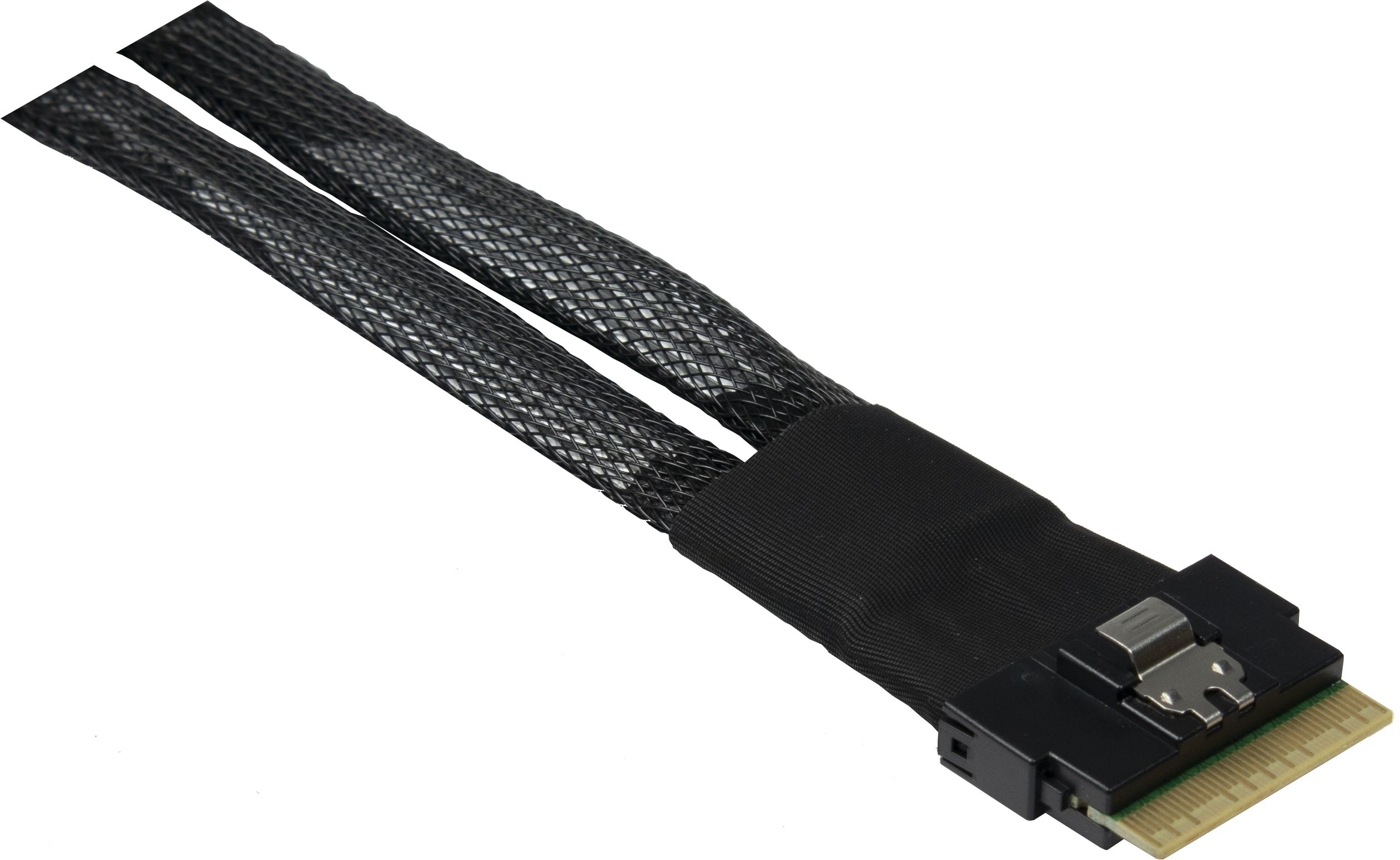 Inter-Tech Internes SAS-Kabel 75 cm SlimSAS SFF-8654 8i zu 2x MiniSAS SFF-8087 Schwarz
