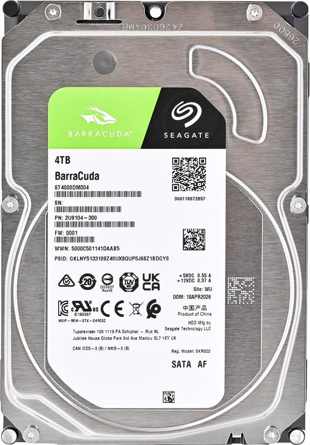Seagate Barracuda ST4000DM004 Interne Festplatte 4 TB 3.5" SATA 6Gb/s 5400 rpm 256 MB Cache