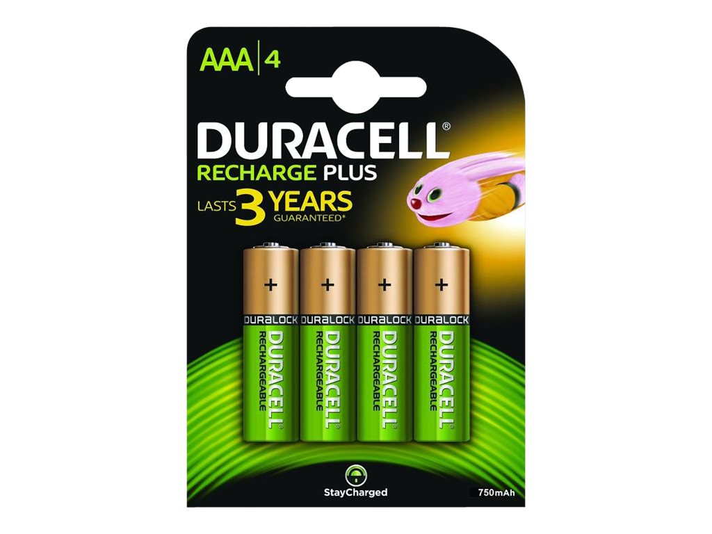 Duracell StayCharged AAA NiMH Akku 4 Stück 750 mAh Mehrfarbig