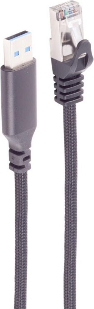 shiverpeaks ®--USB-A LAN Adapterkabel 1G, USB Typ A Stecker auf RJ45, ALU, schwarz, 10m (BS14-52075)