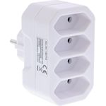 InLine Steckdosenadapter Schutzkontakt Stecker an 4x Eurobuchse weiß (16471E)