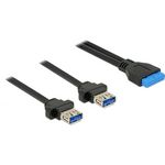 Delock USB-Kabel 19-poliger USB3.0 Kopf (W) zu USB Typ A (W) Paneel montierbar (85244)