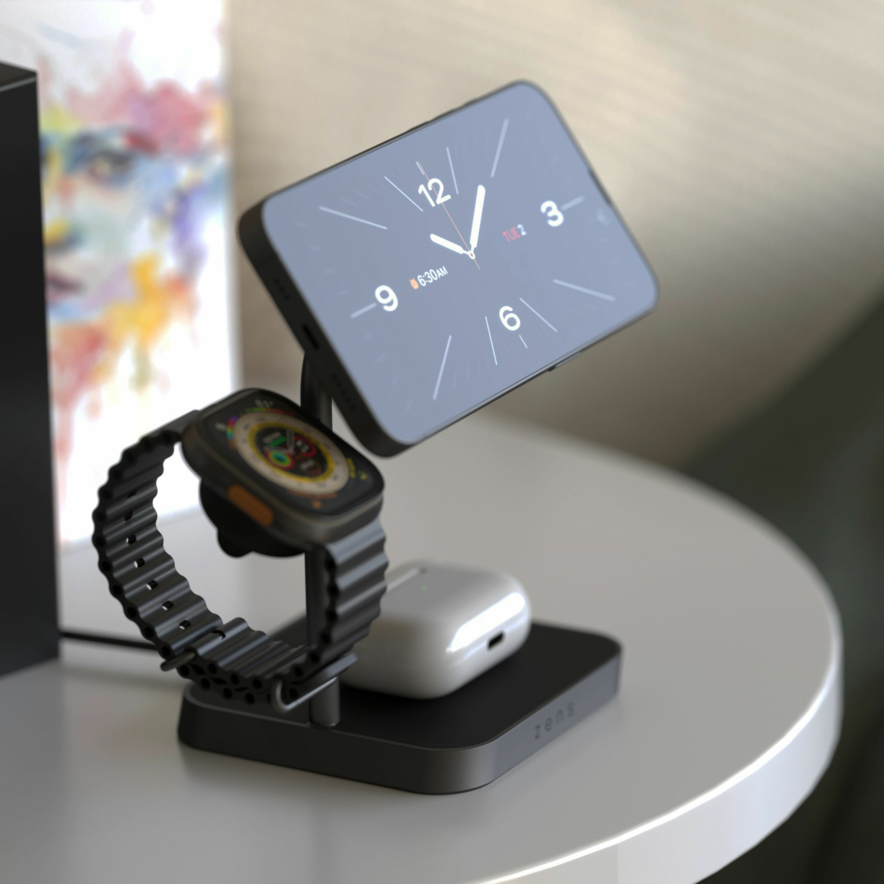 Zens Office Charger Pro 3 3-in-1 Kabelloses Ladegerät Schwarz
