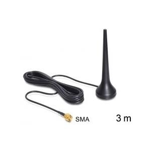 Delock GSM UMTS Sixband Antenne SMA 0 dBi omnidirektional mit magnetischem Standfuß starr schwarz (88690)