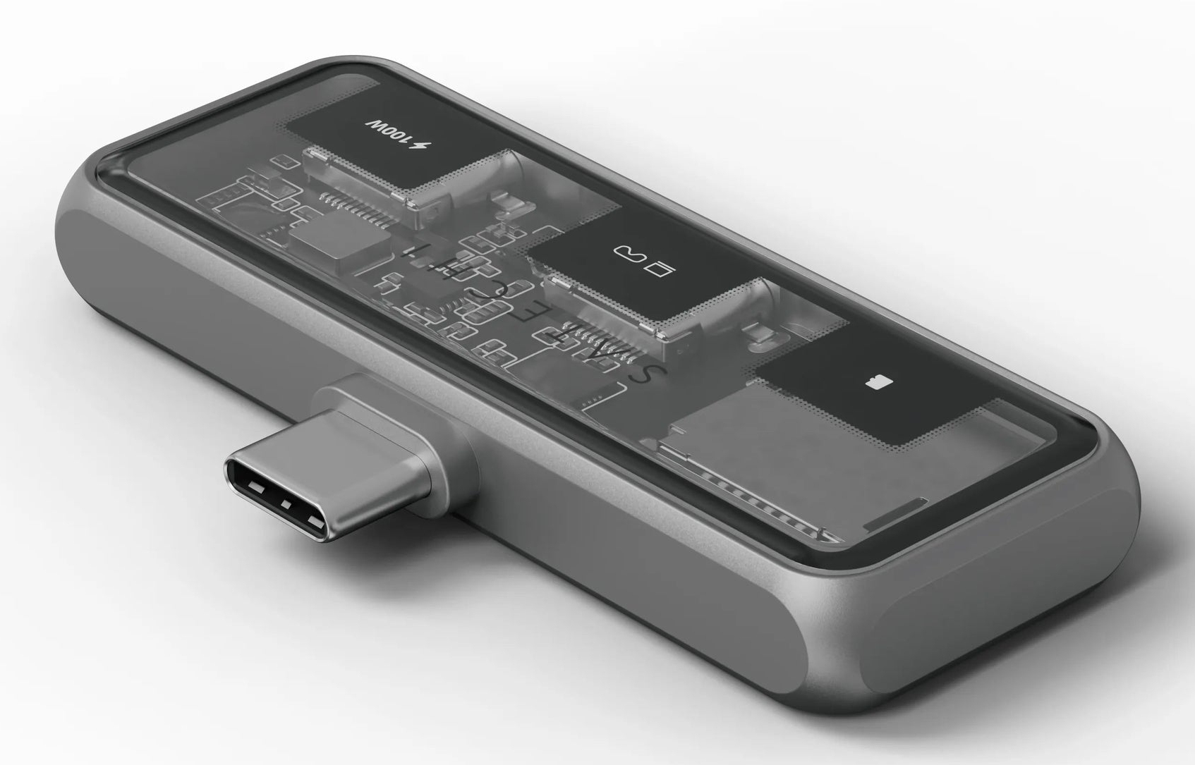 Satechi Mobile XR Hub USB-C Dockingstation mit MicroSD-Kartenleser 100 W PD Space-grau