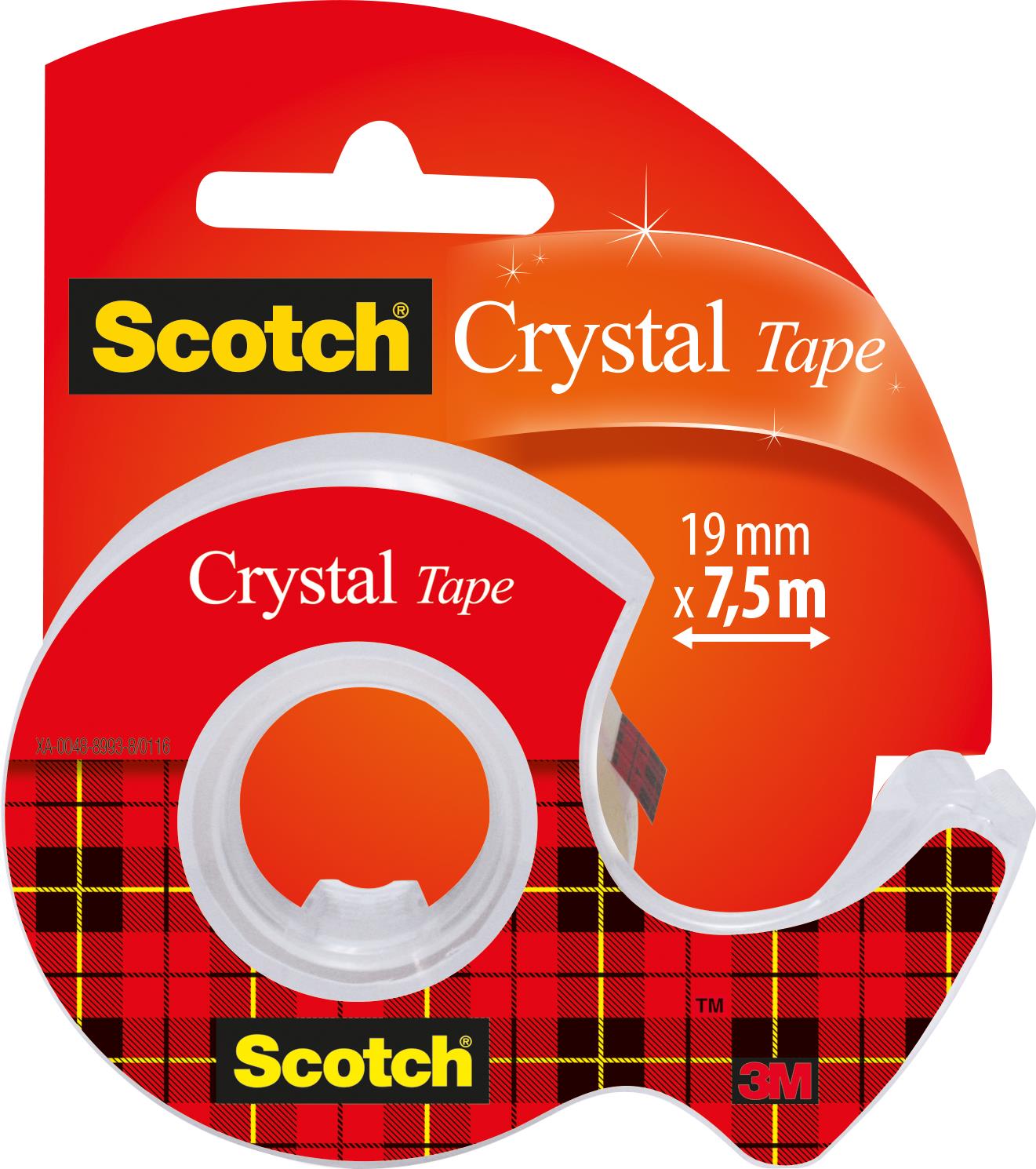 3M Scotch Klebefilm Crystal Clear 600 inkl. Handabroller 19 mm x 7,5 m, hochtransparent, leichtes und geräuschloses (6-1975D)
