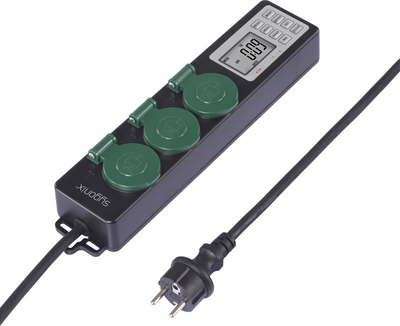 Sygonix SY-6786454 Gartensteckdose mit Zeitschaltuhr 3fach Schwarz Grün Schutzkontakt 1 St. (SY-6786454)