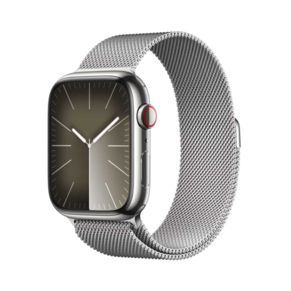 APPLE Watch Series 9 GPS + Cellular 45mm Silver Stainless Steel Case with Silver Milanese Loop (MRMQ3QF/A)