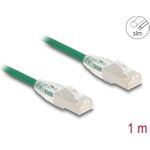 Delock RJ45 Netzwerkkabel Cat.6A Stecker zu Stecker mit gebogener Rastnase U/FTP Slim 1 m grün (80365)