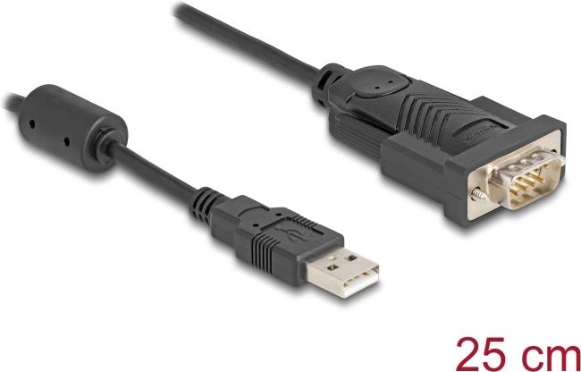 Delock Adapter USB 2.0 Typ-A zu 1 x Seriell RS-232 D-Sub 9 Pin Stecker 0.25 m (64276)