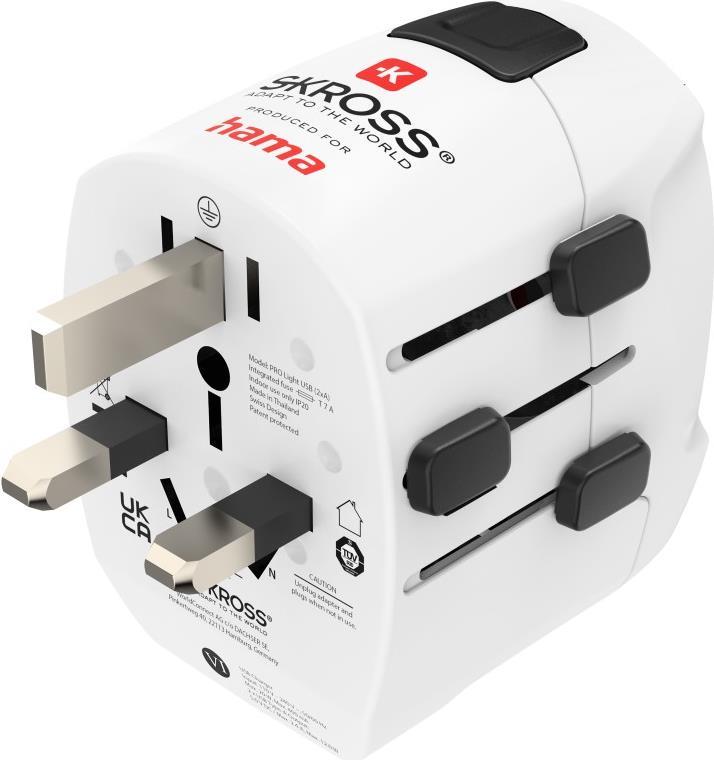 Hama Weltreiseadapter Set World Travel Pro Light USB, 3-polig, 2x USB (00223474)