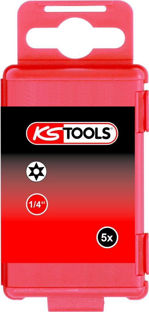 KS TOOLS 1/4" TORSIONpower Bit TX, 75mm, TB15, mit Bohrung, 5er Pack (918.3656)