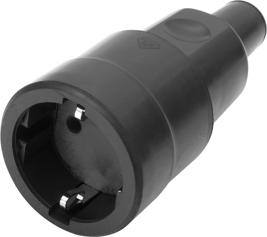 BACHMANN Vollgummikupplung CEE7/3 Vollgmmi IP44 VDE, Knickschutz montierbar, schwarz (BM0028127)
