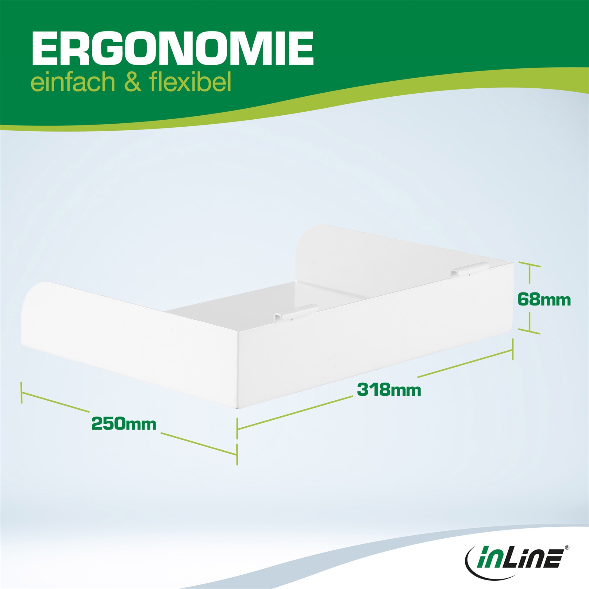 InLine Slatwall Large Regal 31,8 cm x 25 cm x 6,8 cm Stahl Weiß