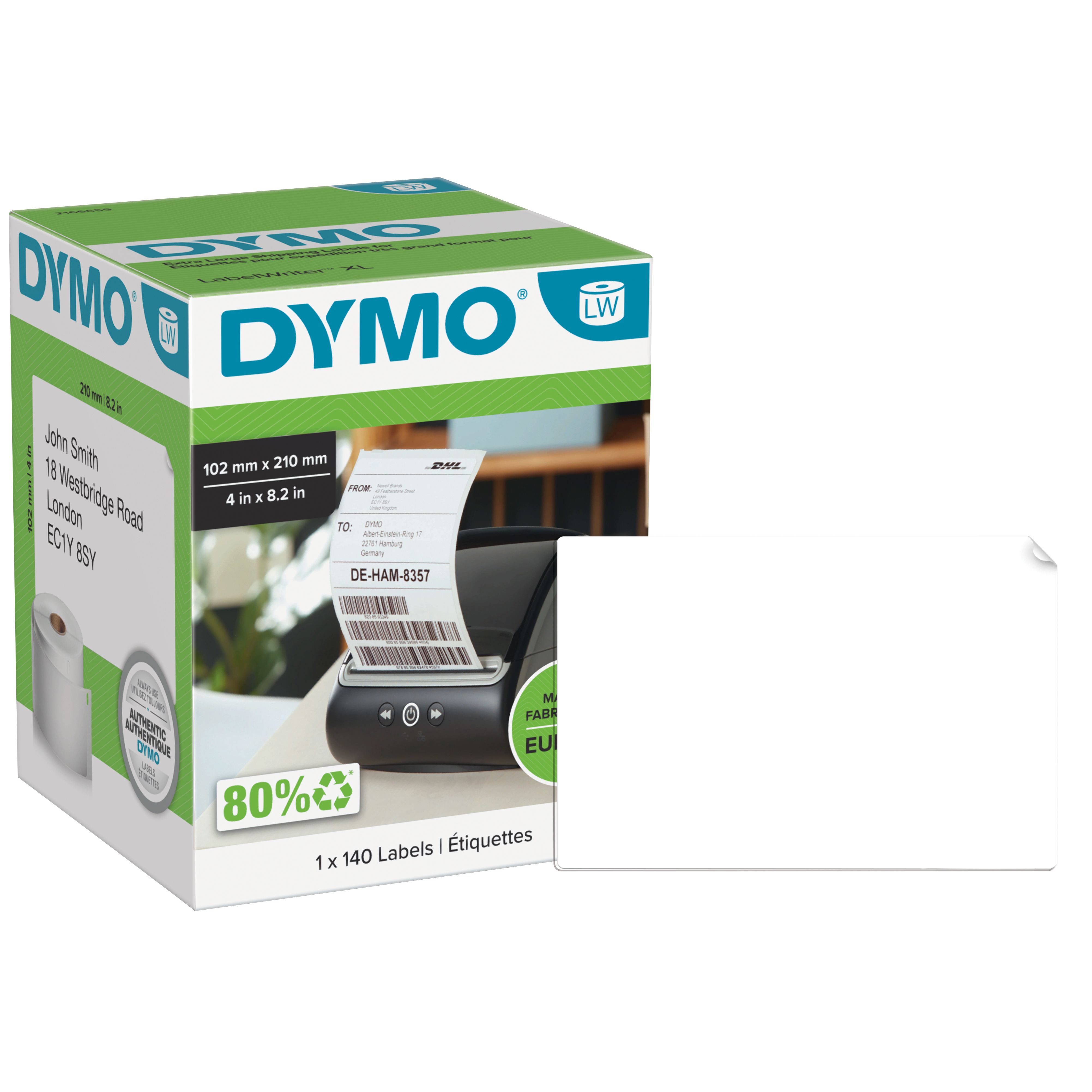Dymo LabelWriter Versandetiketten 102 x 210 mm 140 Stück Weiß