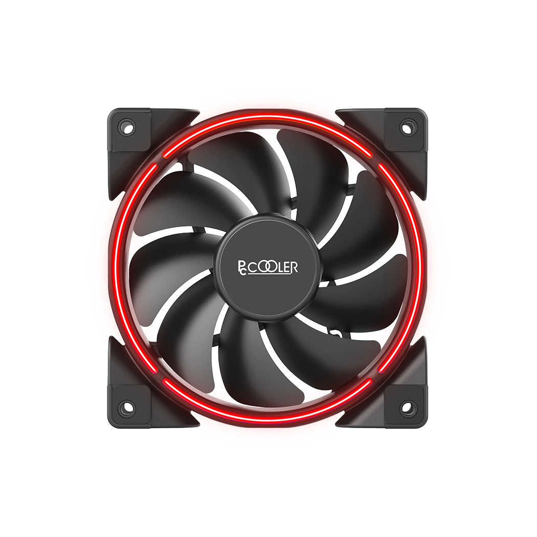 PCCOOLER CORONA-RED 120mm Gehäuselüfter Rote Beleuchtung 1000–1800 RPM 65 cfm 26,5 dB Schwarz, Rot