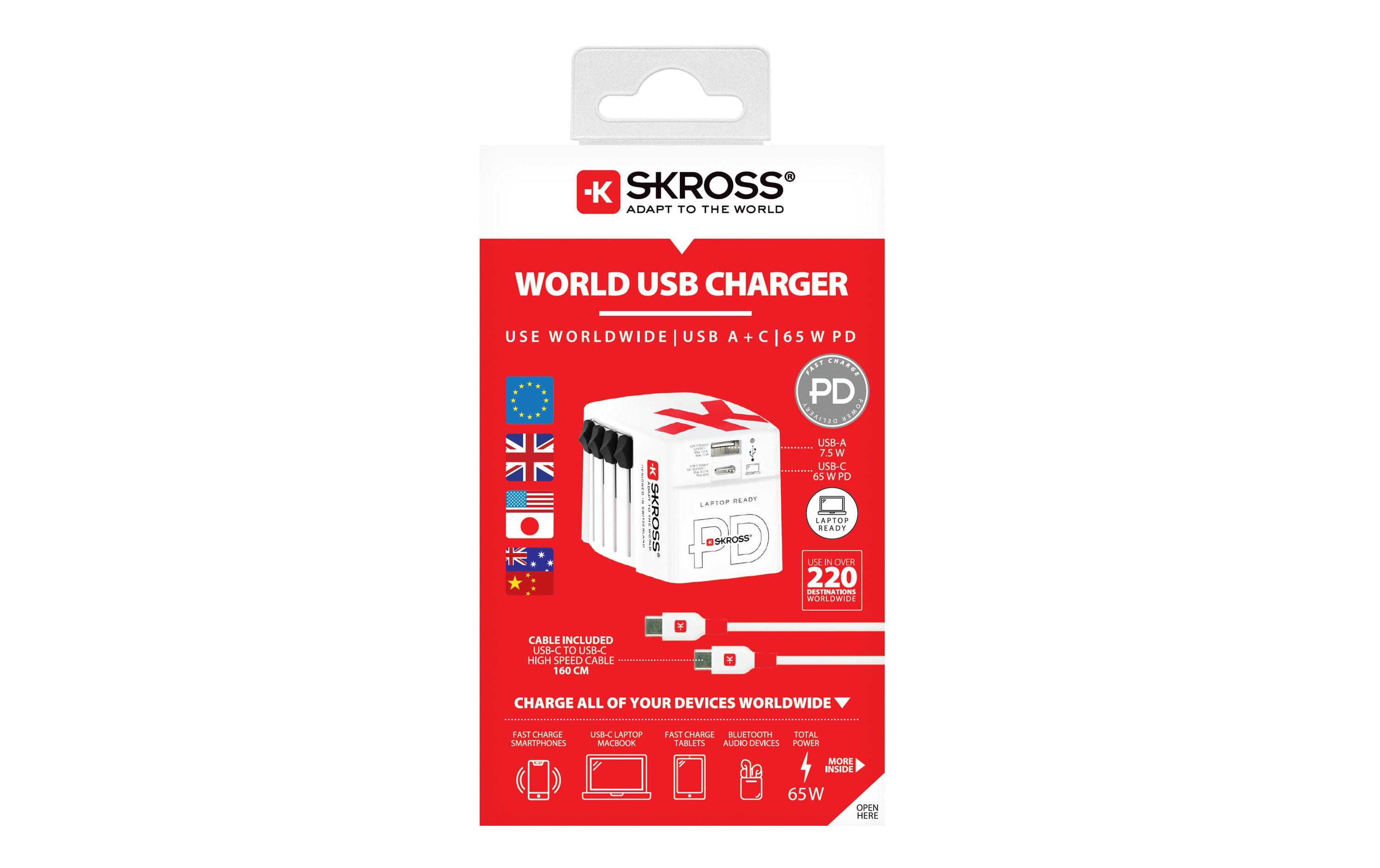 Skross World AC65PD Reiseladegerät 20 V Weiß
