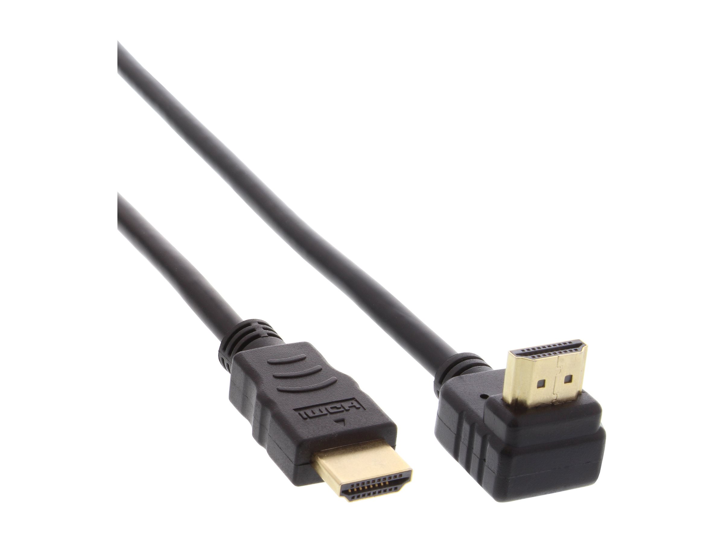InLine High Speed HDMI-Kabel mit Ethernet (HDMI 1.4) 1 m 90° Stecker Schwarz