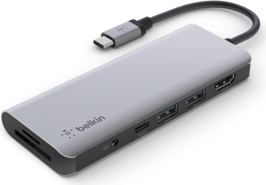 Belkin CONNECT USB-C 7-in-1 Multiport Adapter Silber