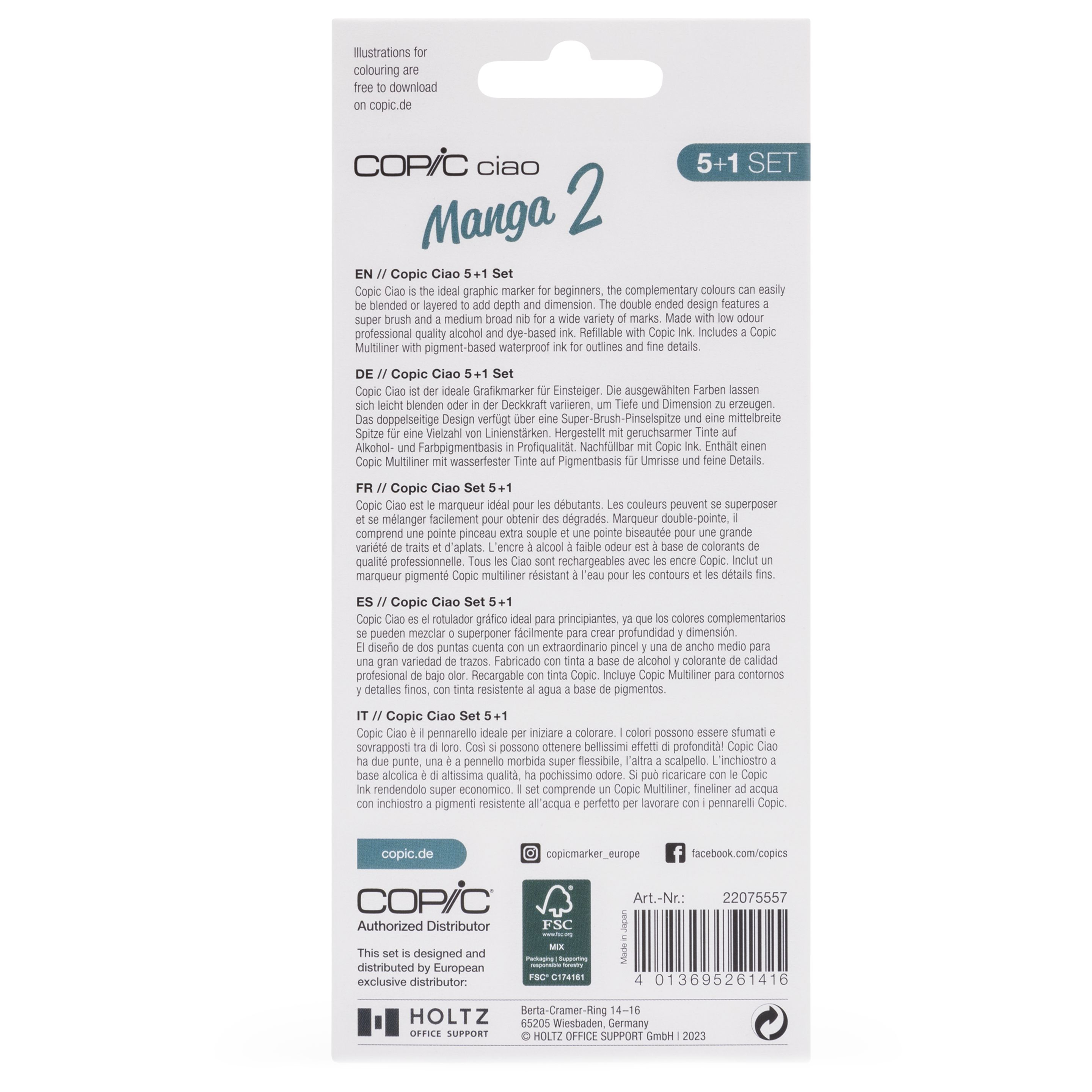 COPIC Ciao 5+1 Set Manga 2 Marker Mehrfarbig