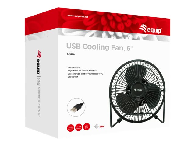 equip Life Tischventilator 15 cm USB Schwarz