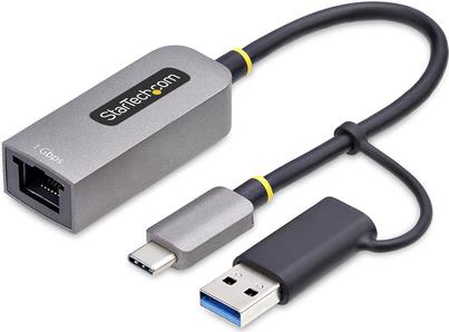 StarTech.com USB-C to Ethernet Adapter w/USB-A Adapter, Realtek RTL8153B (C21GA-USB-ETHERNET)