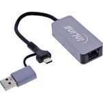 InLine USB 3.2 zu 5 Gb/s Netzwerk-Adapter USB-C+USB-A Adapter RJ45 (33380T)