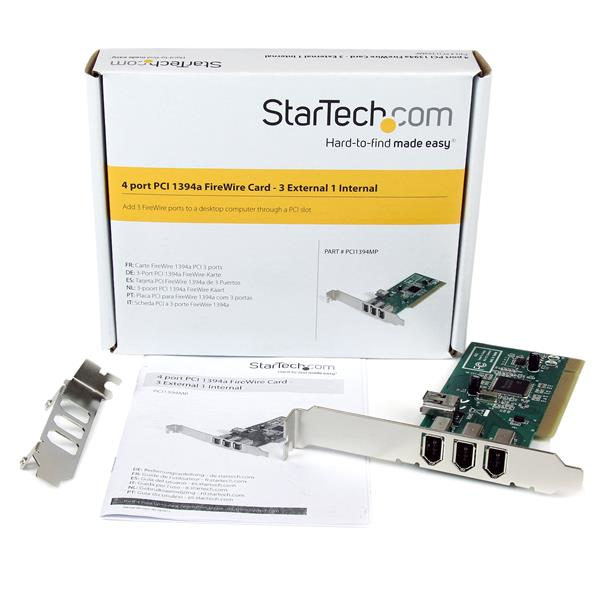 StarTech.com PCI1394MP FireWire-Adapter PCI 400 Mbps Grün, Metallisch