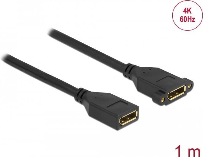 Delock - DisplayPort-Kabel - DisplayPort (W) bis DisplayPort (W) Paneel montierbar - DisplayPort 1,2 - 1,0m - unterstützt 4K 60 Hz (3840 x 2160) - Schwarz (87100)