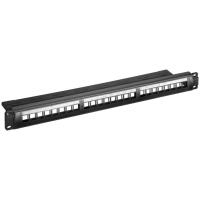 Wentronic Goobay 48,30cm (19")  (48,3 cm) Keystone Patch Panel, 24 Port, Schwarz - unbestücktes Patchfeld (1 HE) (95743)