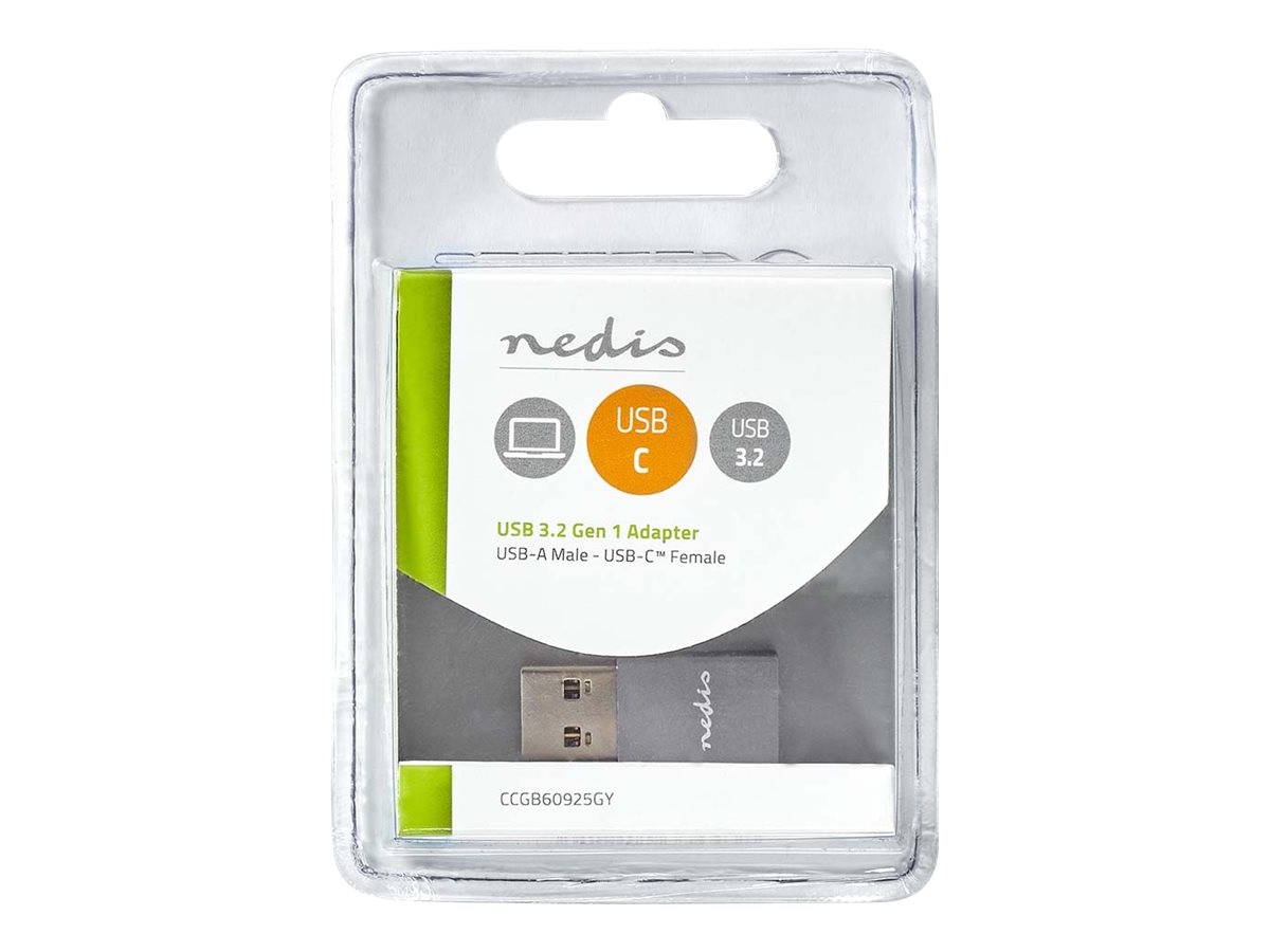 Nedis USB-Adapter USB-A Stecker auf USB-C Buchse USB 3.2 Gen 1 5 Gbit/s Grau