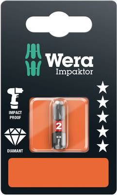 Wera Kreuzschlitz-Bit PH 2 851/1 IMP DC SB SiS Werkzeugstahl legiert, diamantbeschichtet D 6.3 1 St. (05073916001)