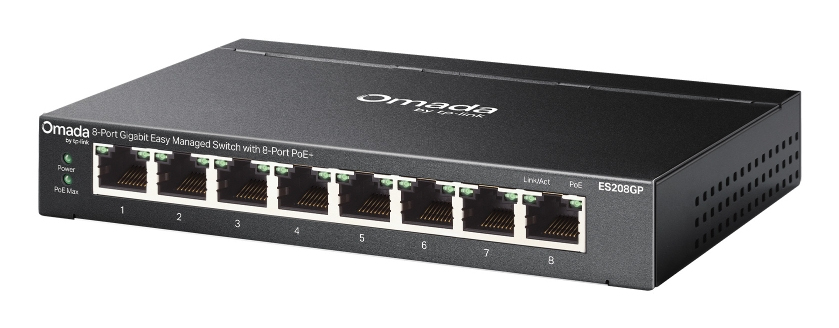 TP-LINK Omada ES208GP Managed Switch 8 x 10/100/1000 PoE+ Schwarz