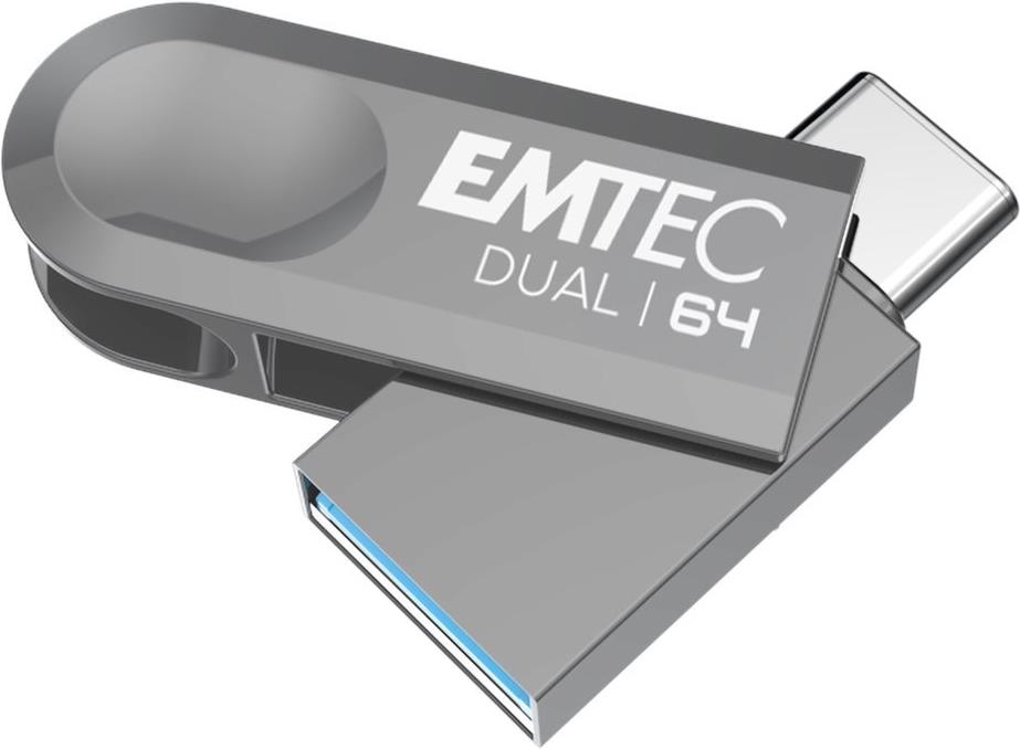EMTEC Dual D280 USB-Stick 64 GB USB 3.2 Gen 1 USB-C Silber
