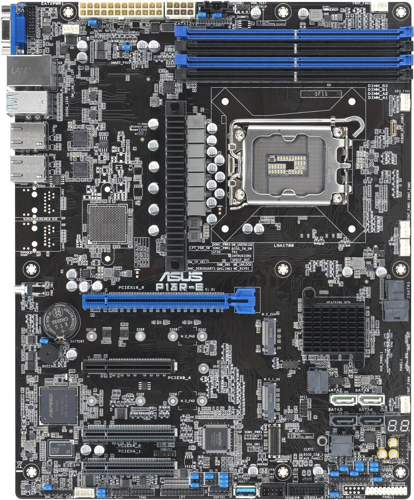 ASUS P13R-E LGA1700 C266 ATX Server MB 4xDDR5 8xSATA 2xM.2 - Intel Sockel 1700 (Core i) (90SB0CS0-M0UAY0)