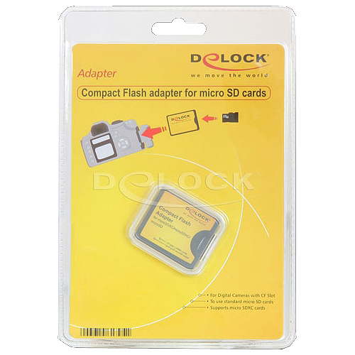 Delock Compact Flash Adapter microSD microSDHC microSDXC Schwarz, Gelb