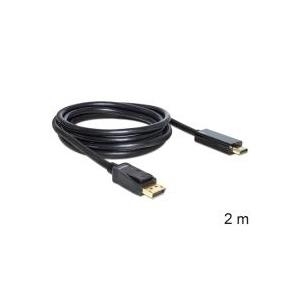 Delock Kabel DisplayPort 1.1 Stecker > High Speed HDMI-A Stecker Passiv 2 m schwarz (82587)