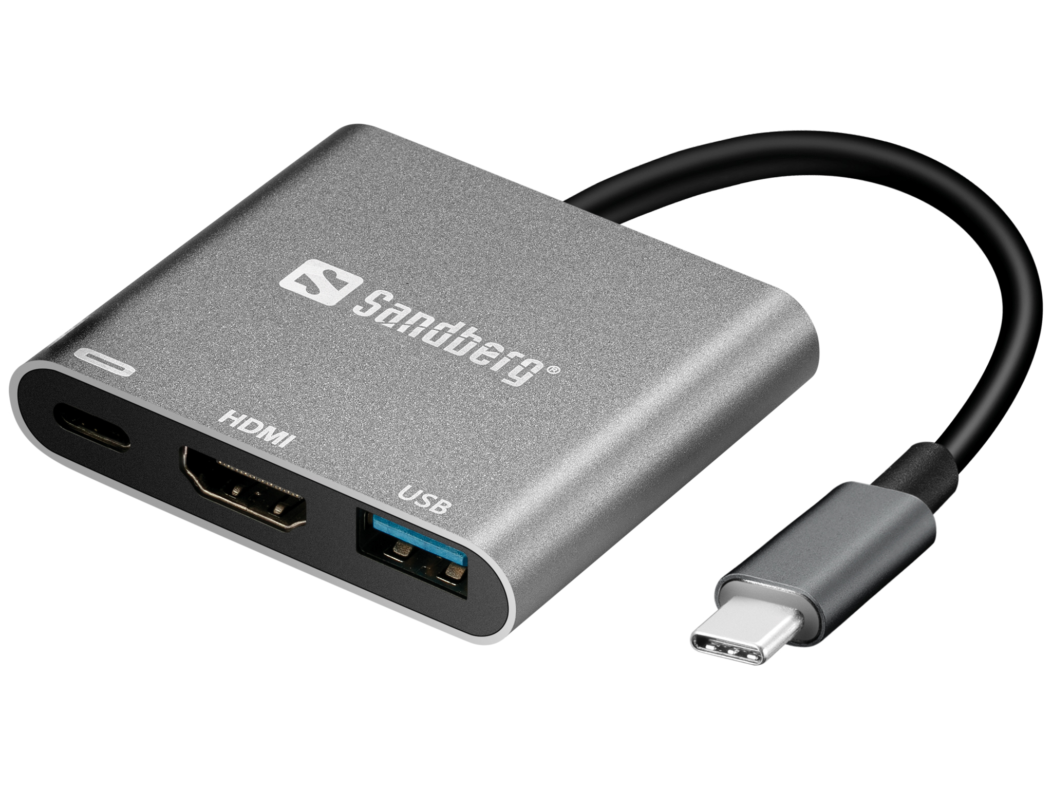 Sandberg USB-C Mini Dock HDMI+USB Aluminium, Weiß